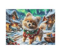 Corgi Mignon enneigé 500 Pieces Casse tête pour Ado en Carton Haute Densité Épais Ménagerie radieuse et fantaisiste Facile Débutant Jeu De Société Soirée Entre Amis Cadeau Fête des Pères 500 PCS