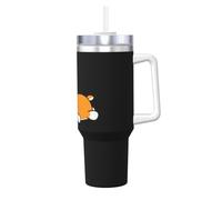 Corgi mignon qui dort,Gobelet isotherme Ice Bully de 40 oz avec poignée, couvercle et paille, en acier inoxydable, pour voiture ou café.