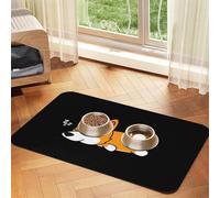 Corgi Mignon Qui dort,Tapis d'alimentation pour Animaux de Compagnie, Sets de Table en Cuir PU pour Chats et Chiens,40x60cm