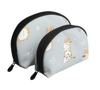 Corgi Mignon, Trousse de Maquillage Coquille Femme Petit Porte-Monnaie Trousse de Toilette Trousse à cosmétiques 2 pièces