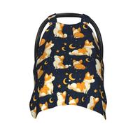 Corgi Moon Print Housses de siège auto pour bébé, housse d'allaitement respirante, housse d'allaitement, housses de poussette, auvent multi-usage pour siège auto pour bébé, garçons et filles