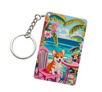 Corgi on Pink Ocean Chair Porte-clés tendance en acrylique pour homme et femme