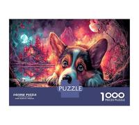 Corgi par Moonlit Lake avec Bone Picture Puzzle 1000 Pieces Jigsaw Puzzles Pet for Adults Cadeau De Fête Décoration D’intérieur 70x50cm/1000pcs