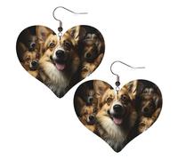 Corgi Pictures Boucles d'oreilles pendantes légères en cuir pour femme en forme de cœur