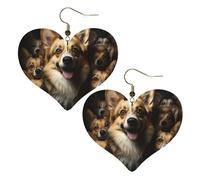 Corgi Pictures Boucles d'oreilles pendantes légères en cuir pour femme en forme de cœur, One Size, Pas de gemme