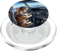 Corgi Pilote Avion Cockpit Scène de vol PopSockets PopGrip pour MagSafe