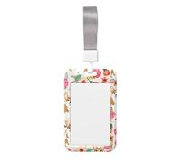 Corgi - Porte-badge robuste avec enrouleur rétractable, imprimé floral, pour infirmière, enseignant, étudiant, bureau, femme et homme