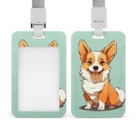 Corgi - Porte-badge vertical multi-usage pour bureau, enseignant, infirmière et chien mignon avec lanière détachable