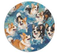 Corgi Puzzle 1000 Pièces Nager Ronde Puzzle Jeu Occasionnel Décoration Murale pour Adultes 1000pcs (67.5x67.5cm)