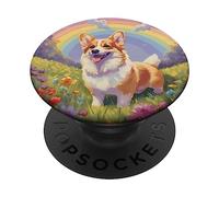 Corgi Rainbow Bridge Peinture commémorative pour Chien coloré PopSockets PopGrip Adhésif