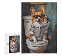 Corgi Reading Newspaper on Toilet-1 Puzzle 1000 Pièces Educa Jouet en Bois Cadeau Unique Décoration Intérieure Jeu Éducatif Challenge Toy Adultes Et Enfants À Partir De 14 Ans 300 PCS