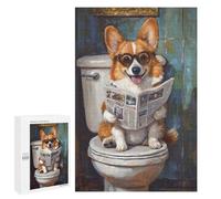 Corgi Reading Newspaper on Toilet-1 Puzzle 1000 Pièces Educa Jouet en Bois Cadeau Unique Décoration Intérieure Jeu Éducatif Challenge Toy Adultes Et Enfants À Partir De 14 Ans 1000 PCS