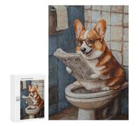 Corgi Reading Newspaper on Toilet Puzzle 1000 Pièces Educa Jouet en Bois Cadeau Unique Décoration Intérieure Jeu Éducatif Challenge Toy Adultes Et Enfants À Partir De 14 Ans 300 PCS