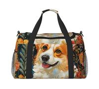 Corgi Sac de transport à main de grande capacité avec imprimé floral et jardin printanier
