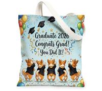 Corgi - Sac fourre-tout en toile réutilisable avec inscription « Congrats » en forme de chien pour faire ses courses, 33 x 38,1 cm, sac d'épicerie réutilisable pour femme, motif esthétique de remise