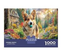 Corgi sur Tapis Roulant Jigsaw Puzzle Jeu Difficile pour Les 1000 Pièces Chien de Compagnie Mignon Puzzles Décoration Intérieure Idées Cadeaux Aux Adultes Et Enfants 52x38cm/1000pcs