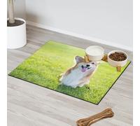 Corgi Tapis d'alimentation pour chat et chien Tapis de nourriture mignon Corgi Chien Tapis d'alimentation absorbant Nti-Slip Contain les déversements Protège les sols Set de table 30,4 x 50,8 cm