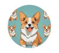 Corgi Tapis de souris rond avec coutures anti-effilochage, imperméable et base en caoutchouc antidérapant, pour ordinateur de bureau, 20,3 cm
