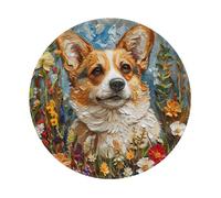 Corgi Tapis de souris rond en caoutchouc antidérapant avec imprimé fleurs printanières 20 x 20 cm pour ordinateur de bureau