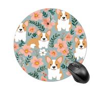 Corgi Tapis de souris rond en caoutchouc antidérapant, ultra fin, imperméable et portable, pour bureau, PC, ordinateur portable, console de jeu