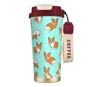 Corgi Tasse à café en acier avec couvercle anti-fuite pour garder au chaud ou à la glace Motif chien mignon
