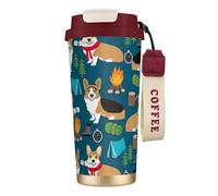 Corgi Tasse à café en acier avec couvercle anti-fuite, tasse portable pour garder au chaud/glace