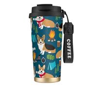 Corgi Tasse à café en acier avec couvercle anti-fuite, tasse portable pour garder au chaud/glace