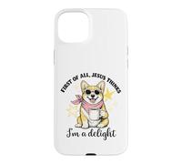 Corgi : Tout d'abord, Jésus Pense Que Je suis Une Femme d'église Ravissante Coque pour iPhone 15 Plus