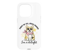 Corgi : Tout d'abord, Jésus Pense Que Je suis Une Femme d'église Ravissante Coque pour iPhone 15 Pro