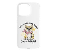 Corgi : Tout d'abord, Jésus Pense Que Je suis Une Femme d'église Ravissante Coque pour iPhone 15 Pro Max