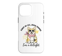 Corgi : Tout d'abord, Jésus Pense Que Je suis Une Femme d'église Ravissante Coque pour iPhone 16 Pro Max