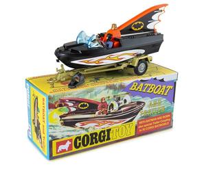 Corgi Toys CD54321062 107 Bateau Chauve-Souris avec Figurines Batman & Robin et couplage spécial remorque moulée pour Batmobile RT26701 Échelle 1:46 Cadeau Souvenir pour Homme ou Femme