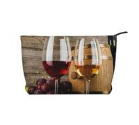 Corgi - Trousse de maquillage hawaïenne avec imprimé ananas - En velours côtelé - Multifonctionnel - Avec fermeture éclair en métal - Cadeau pour femmes et filles, Art Red Wine Galsses & Raisins, One