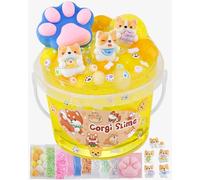 Corgi Yellow Clear Kit Slime avec 9 Paquets d'Additifs, Seau à Slime, Jouets Sensoriels Croustillants, Cadeau d'Halloween pour Enfants, Filles et Garçons