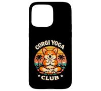 Corgi Yoga Club Retro Sunset Méditant Chien Namaste Coque pour iPhone 15 Pro Max