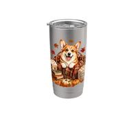 Corgis Coffee Books Jolies feuilles d'automne pour les Gobelet isotherme en acier inoxydable double paroi