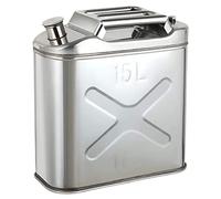 CORGLI 5L/10L/15L/20L Carburant Essence Essence Diesel Gaz Bidons Réservoir Conteneur De Sauvegarde, 201 Acier Inoxydable Jerry Can pour Moto Automobiles Tondeuse À Gazon Bateau Camping,15L