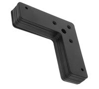 CORHAD 10 Pièces Équerre d'angle Plate en Acier Inoxydable Noir, Support Robuste en L pour Meubles et Cadres, Fixation Solide pour Étagères et Renforcement Solide