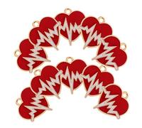 CORHAD 10 pièces Lot de Pendentifs Électrocardiogramme Alliage Design Battement de Cœur Distinctif Charms Polyvalents pour Bijoux et Créations Artisanales Finition Soignée Rouge