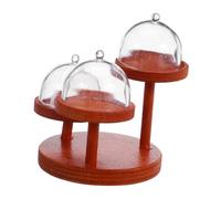 CORHAD 2 Ensembles Miniature Dollhouse Cake Stands with Wooden Display Trays and Food Domes Miniature Kitchen Decor for Tea Party and Snack Display