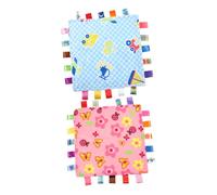 CORHAD 2 pièces Couverture de Sécurité pour Garçon Fille Serviette Apaisante Molleton Doux Lavable Machine Stimule les Sens et Développement Moteur Fin Cadeau Naissance Mixte
