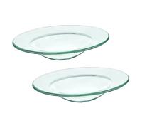 CORHAD 2 pièces Lot de Plats Ronds Verre pour Chauffe-Cire Aromathérapie Résistants Chaleur et Faciles à Nettoyer Plateau de Remplacement pour Lampe Brûleur Cire et Diffuseur Huiles