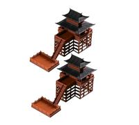 CORHAD 2 pièces Miniature Pavillon Japonais Résistant Résine à Deux Décoration Zen pour Jardin Bonsaï Figurines Micro-Paysage pour Bureau et Méditation Lot