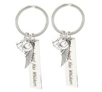 CORHAD 2 pièces Porte Clés Chat Commémoratif Acier Inoxydable Pendentif Souvenir Animal de Compagnie Ornement Bague Porte Clés pour pour Chat Disparu