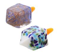 CORHAD 2 Pièces Statue de Dreidel Verre pour Hanoukka Décoration Traditionnelle Juive de Table Objet Art Élégant et Festif Cadeau Éducatif pour Célébration Lumineuse