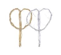CORHAD 2 Supports de Couronne en Osier Forme Cœur, Cadre Floral DIY en Rotin Naturel, Matériel pour Bouquet de Mariée, 2 Pièces Or et Argenté, Décoration Mariage et Événements