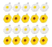 CORHAD 20 Pendentifs Marguerite en Résine Blanc et Jaune, Décorations Soi-même, Charms pour Bracelets et Colliers, Accessoires Bijoux Diy, Ornements Miniatures 20 Pièces