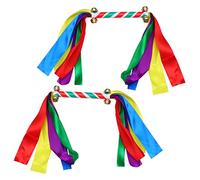 CORHAD 2pièces Cheer Pom Props with Bells and Ribbons for Kids Performance Lightweight Dance Pompon Kit for Girls and Boys