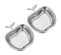 CORHAD 2pièces Plat de Service Inox Forme Pomme Acier Inoxydable Assiette à Sauce Pratique pour Condiments et Apéritifs Adapté Cuisine Maison Barbecue et Pique-