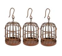 CORHAD 3 pièces Miniature Cage à Oiseaux Décorative Forgé Effet Rouille pour Mini Maison Jardin Intérieur